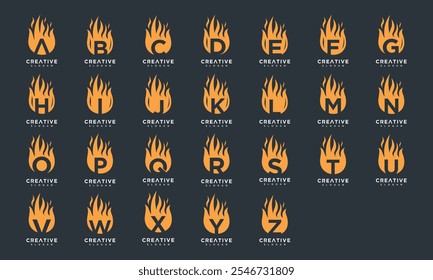 A-Z letter fire logo design template collection	
