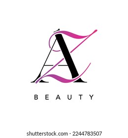 AZ Letter Icon Vector Design with Creative Cut and Colorful Logo with Serif Font and Script Style