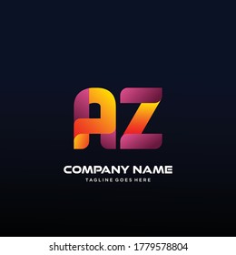 AZ Letter initial Logo Vector With colorful, logo for media business