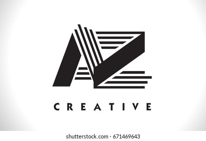 AZ Letter Logo With Black Lines Design. Line Letter Symbol Vector Illustration