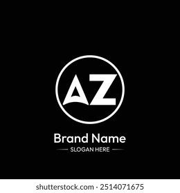 AZ Letter Logo Design. Black Background.