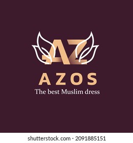 AZ Letter Logo Design Template Vector with ornamen flolar for fashion brand