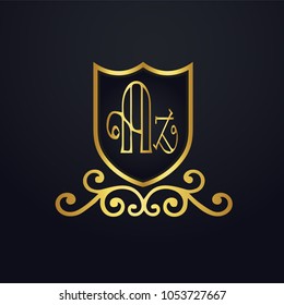 AZ letter logo. Design Vector Illustration Abstract. Luxury Gold.
