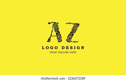 AZ letter minimal professional creative simple minimalist logo design with yellow template