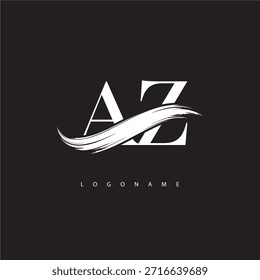 AZ Letter Monogram Logo with Brush Stroke for Modern Brand Identity