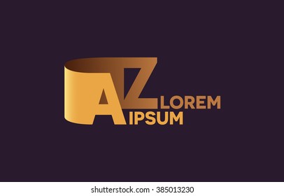 AZ letters logo, A and Z letters logo alphabet design.