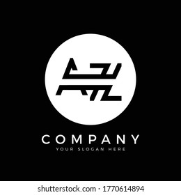 AZ Logo Design Black Color Circle Typography Vector Template. Creative Linked Letter AZ Logo Template