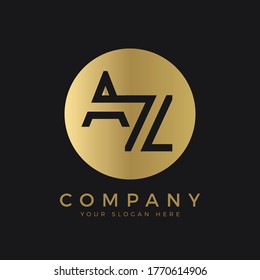 AZ Logo Design Black Color Circle Typography Vector Template. Creative Linked Letter AZ Logo Template
