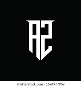 AZ logo monogram with emblem shield style design template