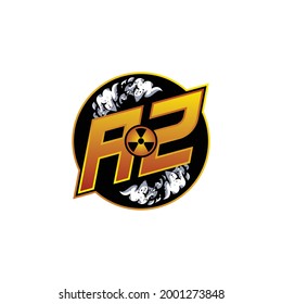 Logotipo AZ Monograma Gaming con forma de gas plantilla diseño vector icono moderno