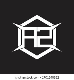Monograma de logotipo AZ con hexágono y plantilla de diseño de forma de cuatro ejes