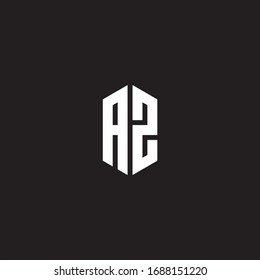 AZ Logo monogram with hexagon shape style design template isolated on black background