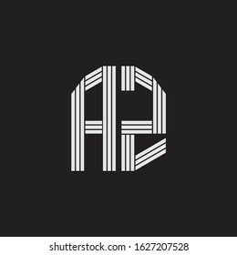 AZ Logo monogram with outline style linked isolated on black background