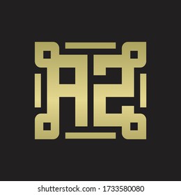 AZ Logo monogram with piece line art design template