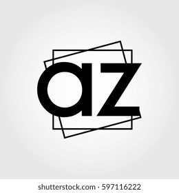 az lowercase initials square frame business logo