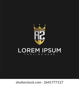 AZ luxury letter monogram for crown and shield logo design