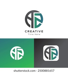 AZ modern initial letters logo template inspirations-illustration. AZ modern initial circle logo. AZ circle logo Vector design
