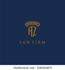 AZ monogram initial logo for lawfirm with pillar design