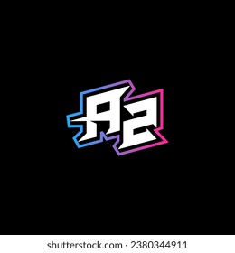 AZ monogram logo design with abstract shape concept in vector