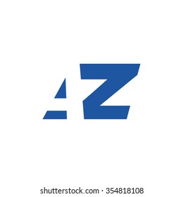 AZ negative space letter logo blue