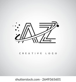 AZ Orbit Monogram Logo - Futuristic Minimal Letter mark with Circular Line Art, Tech-Inspired Dots and Space Motion Concept for Modern Branding Identity (Logotipo de Monograma de Órbita AZ - Marca de Letra Mínima Futurista com Linha de Arte Circular, Pontos Inspirados na Tecnologia e Conceito de Movimento Espacial para Identidade de Marca Moderna)