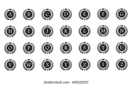 A-Z royal crests set logo templates bundle