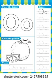 A-Z uppercase lowercase trace alphabet design for learning handwriting. A4 Printable Vector Illustration. worksheet with clip art for preschool kindergarten kids to improve basic writing skills, color