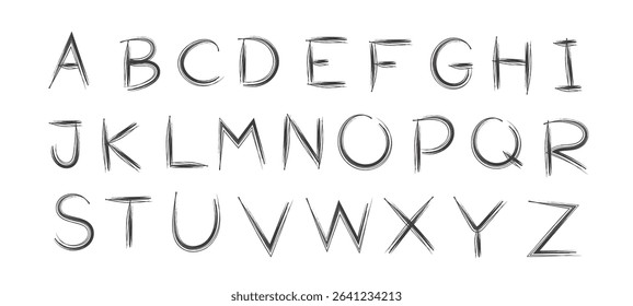 A-Z vector alphabet, hand written with a brush design, letters isolated on white background