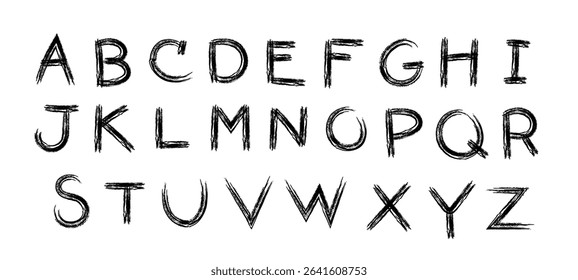 A-Z vector alphabet, hand written with a brush design, letters isolated on white background