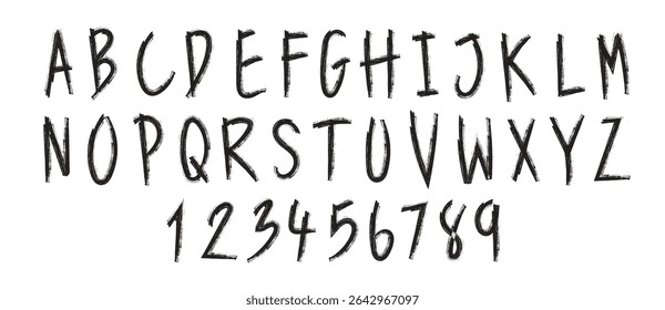 A-Z vector alphabet, hand written with a brush design, letters isolated on white background