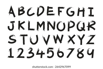 A-Z vector alphabet, hand written with a brush design, letters isolated on white background