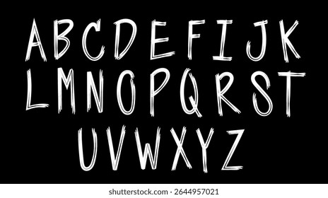 A-Z vector alphabet, hand written with a brush design, letters isolated on white background