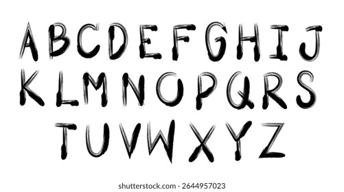 A-Z vector alphabet, hand written with a brush design, letters isolated on white background