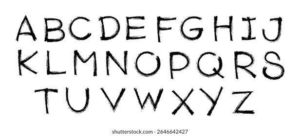 A-Z vector alphabet, hand written with a brush design, letters isolated on white background