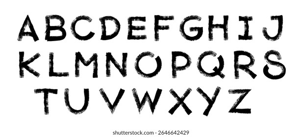 A-Z vector alphabet, hand written with a brush design, letters isolated on white background