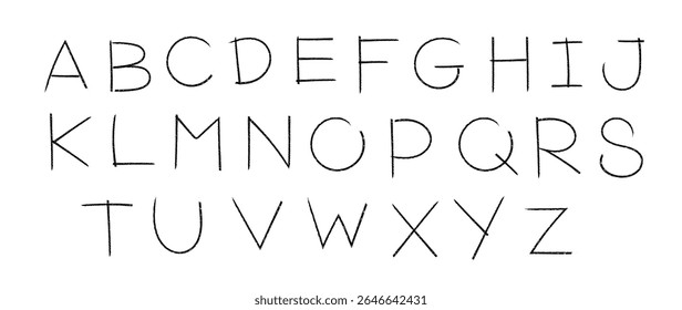 A-Z vector alphabet, hand written with a brush design, letters isolated on white background