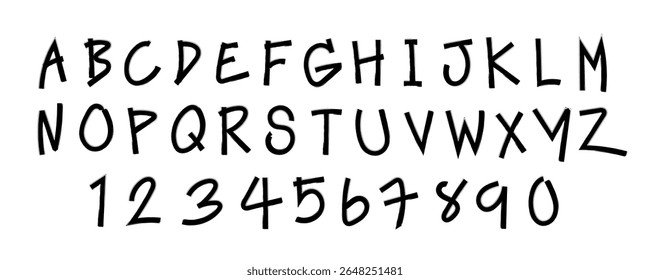 A-Z vector alphabet, hand written with a brush design, letters isolated on white background