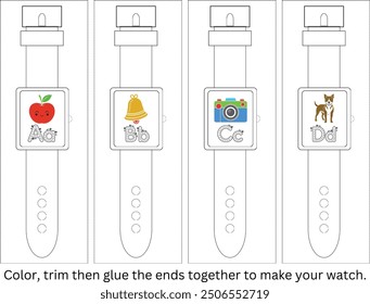 A-Z WATCHES FOR KIDS FOR COLORING TRACING , AND MAKE WATCH FOR OWN WRIST