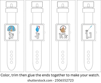 A-Z WATCHES FOR KIDS FOR COLORING TRACING , AND MAKE WATCH FOR OWN WRIST