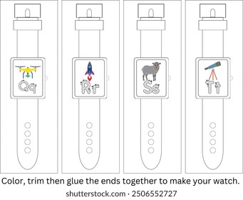 A-Z WATCHES FOR KIDS FOR COLORING TRACING , AND MAKE WATCH FOR OWN WRIST