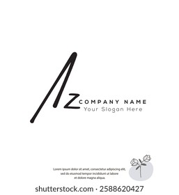 AZ A Z Initial letter handwriting and signature logo. Beauty vector initial logo .Fashion, boutique, floral and botanical