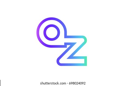 AZ A Z letter logo combination alphabet vector creative company icon design template modern  pink blue contour line art