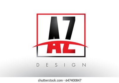AZ A Z Logo Letters with Red and Black Colors and Swoosh. Creative Letter Design Vector.