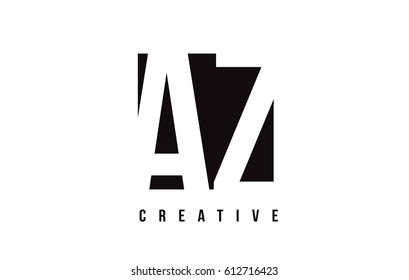 AZ A Z White Letter Logo Design with Black Square Vector Illustration Template.