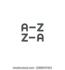 A-Z oder Z-A Symbol. Einfache Stil alles von einem Thema Poster Hintergrund Symbol. Design-Element des A-Z- oder Z-A-Markenlogos. A-Z oder Z-A T-Shirt-Druck. Vektorgrafik für Aufkleber.