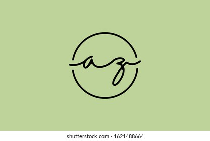 az or za and a or z Cursive Letter Initial Logo Design Template Vector Illustration