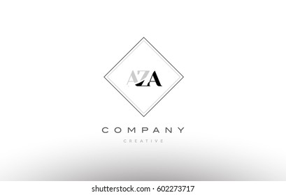 aza a z a retro vintage simple rhombus three 3 letter combination black white alphabet company logo line design vector icon template 