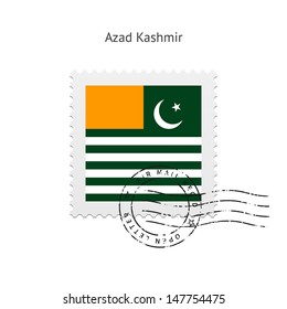 Azad Kashmir Flag Postage Stamp on white background. Vector illustration.
