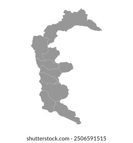 Azad Kashmir map with districts. Vector illustration.