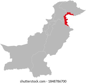 Azad kashmir region isolated on Pakistan map. Light gray background. Business concepts and backgrounds.